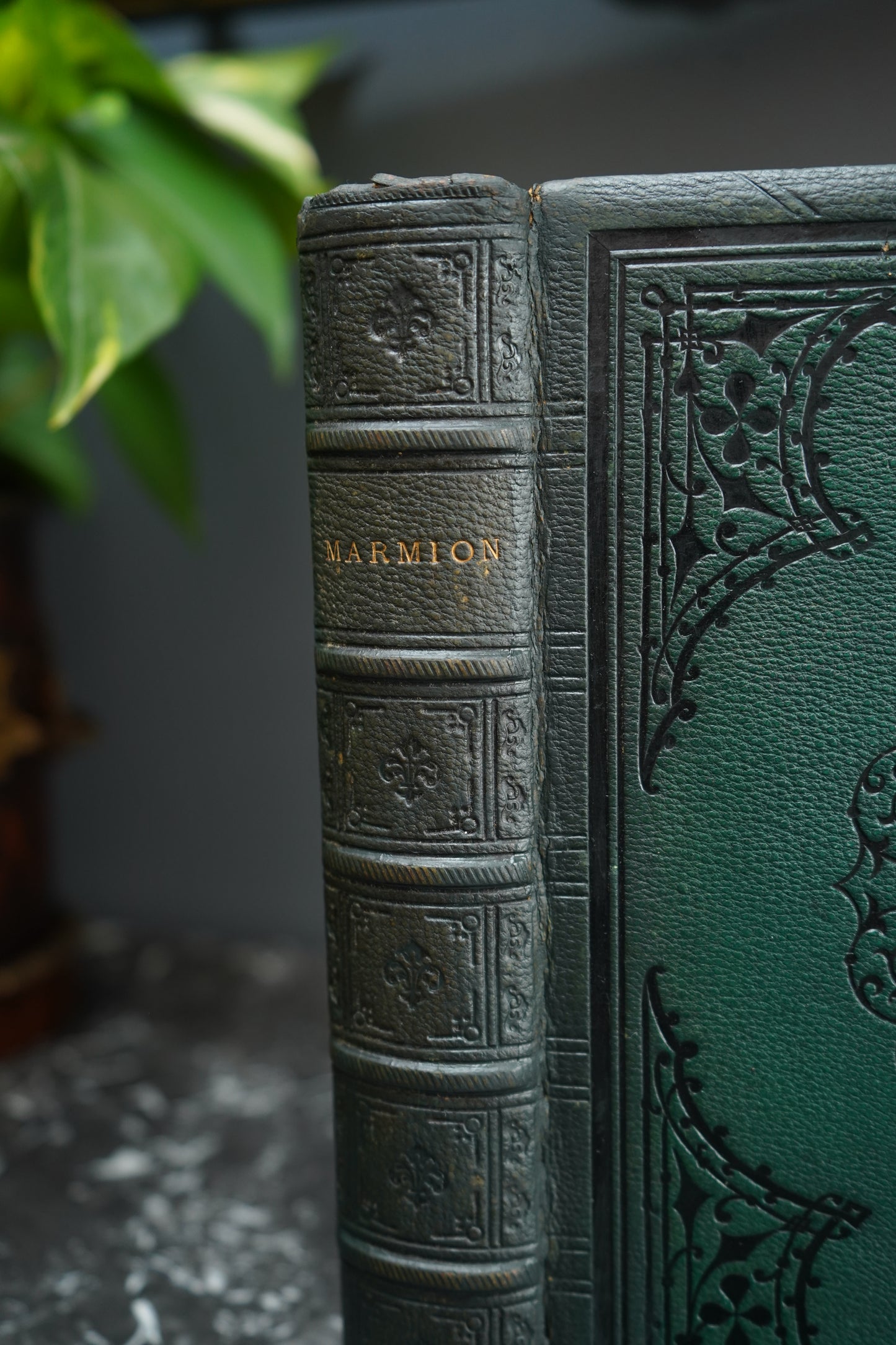 1804 "Marmion" Embossed Green Full Leather Book
