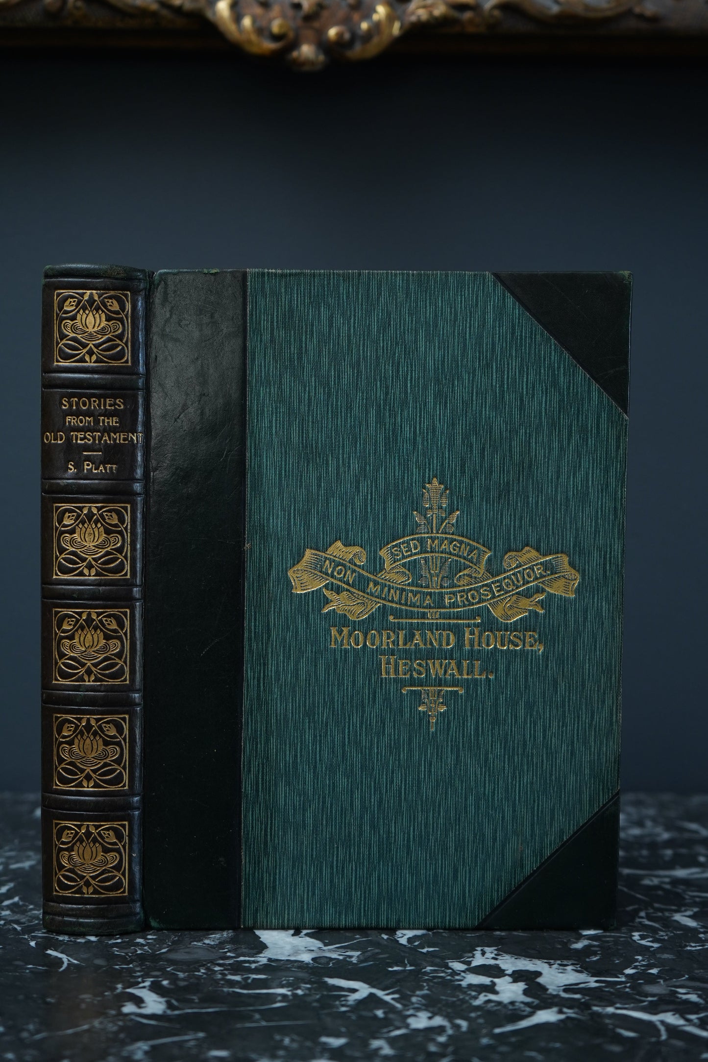 1908 Stories from the Old Testament by S. Platt, Religious Gift Book with Gilt Moorland House Prize Binding and Art Nouveau Spine