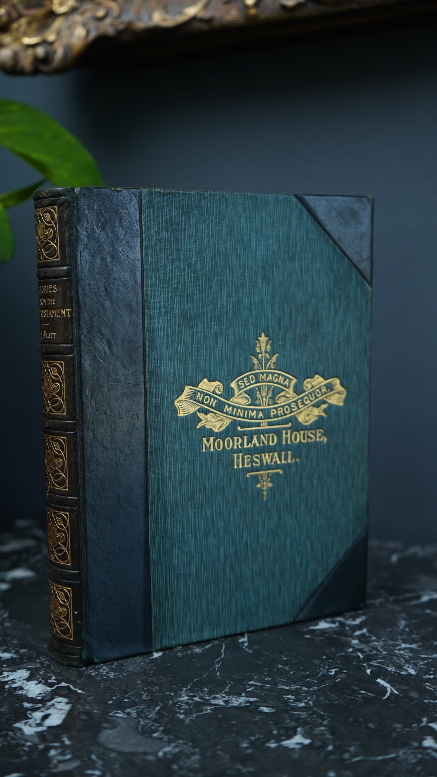 1908 Stories from the Old Testament by S. Platt, Religious Gift Book with Gilt Moorland House Prize Binding and Art Nouveau Spine