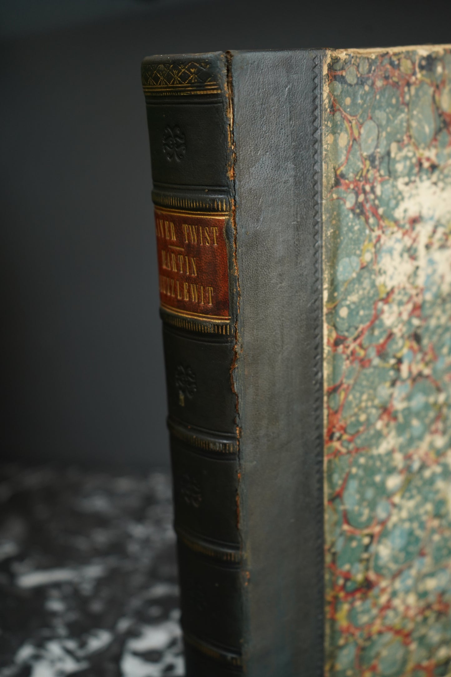 Antique Dickens Literature Book Oliver Twist and Martin Chuzzlewit Victorian Illustrated Edition