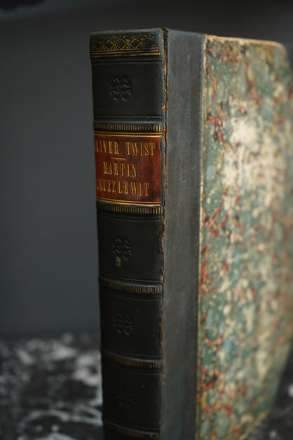 Charles Dickens Oliver Twist & Martin Chuzzlewit Victorian Leather Book