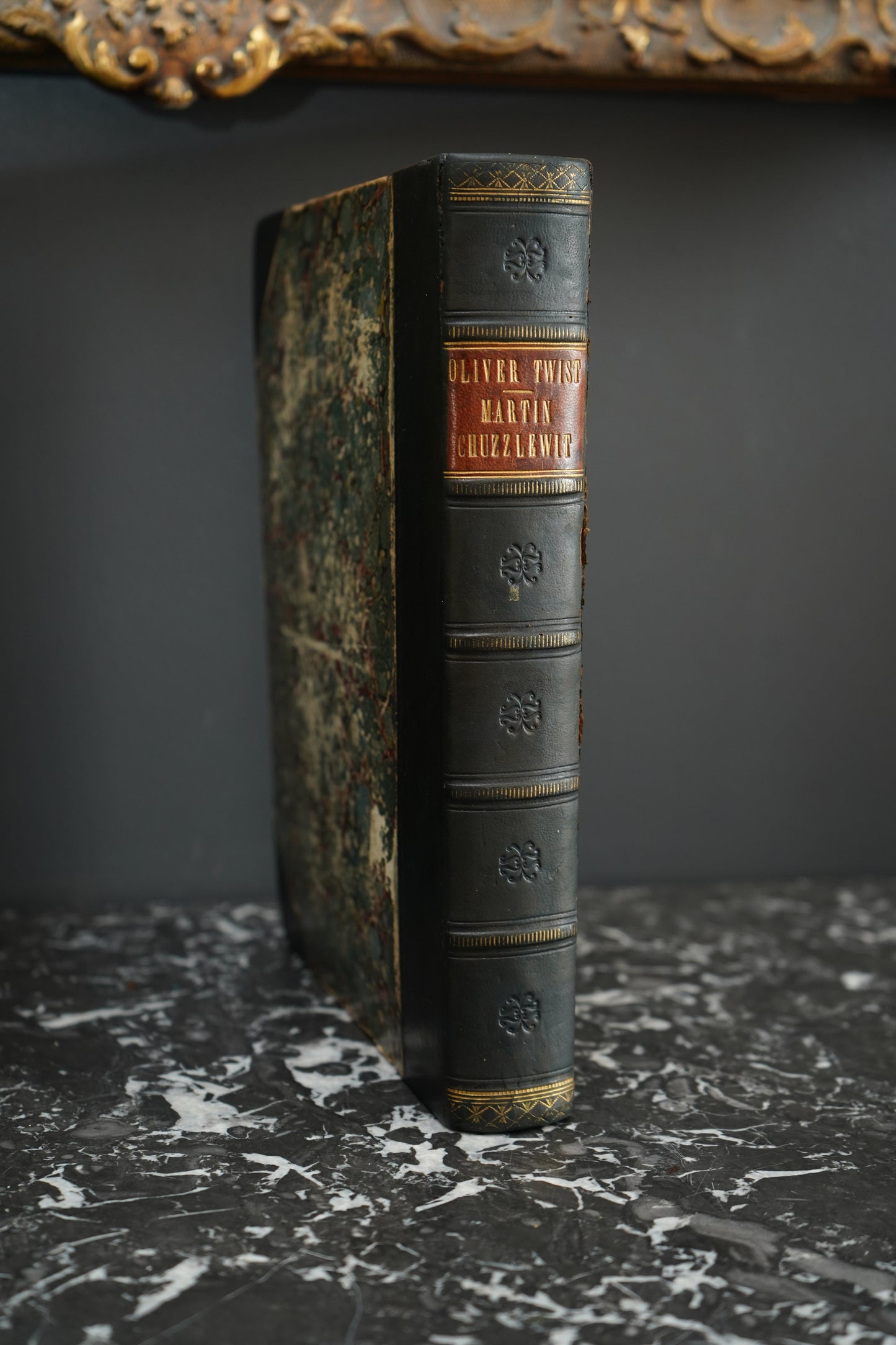 Antique Dickens Literature Book Oliver Twist and Martin Chuzzlewit Victorian Illustrated Edition
