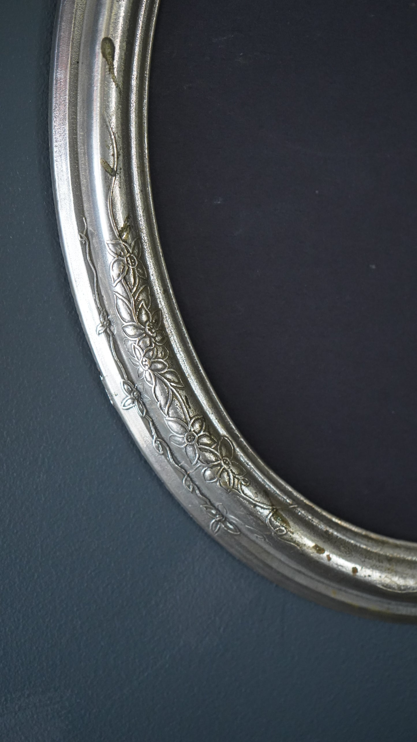 Art Nouveau Silver Plated Oval Frame with Lady and Floral Motif, Circa 1900