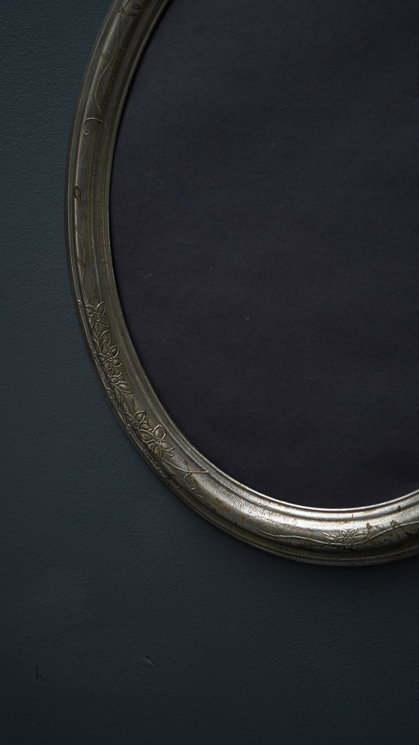 Art Nouveau Silver Plated Oval Frame with Lady and Floral Motif, Circa 1900