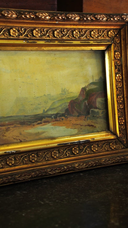 Antique English Coastal Oil on Card, Attributed to Alfred H. Bool, Circa 1900