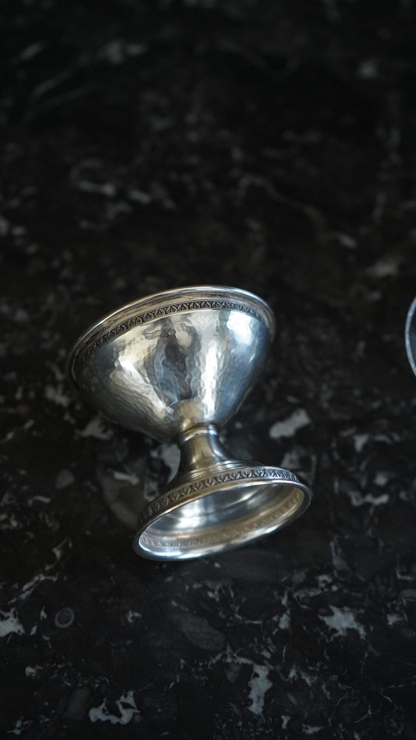 Set of 6 Sterling Silver & Etched Glass Dessert Cups