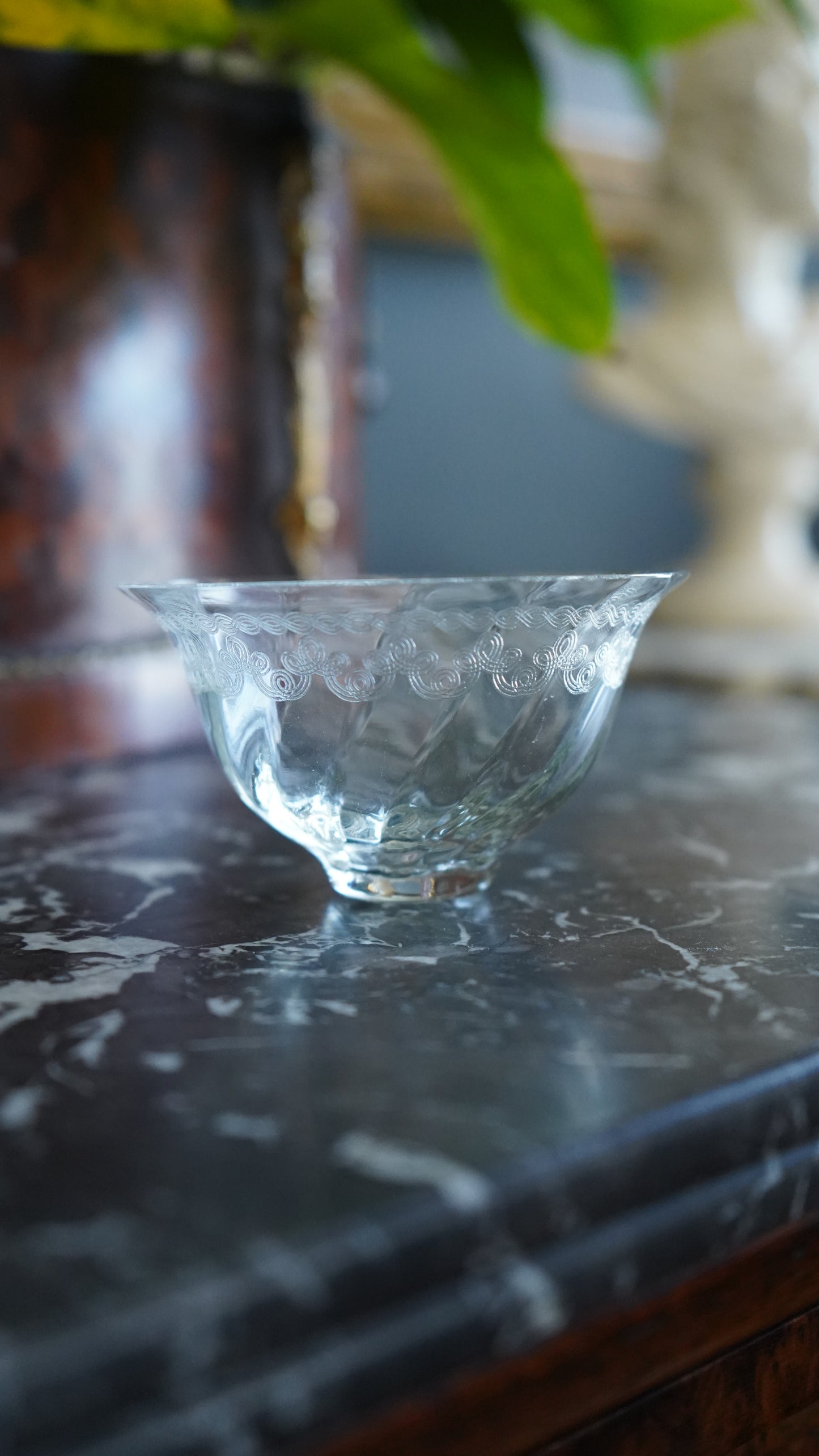 Set of 6 Sterling Silver & Etched Glass Dessert Cups