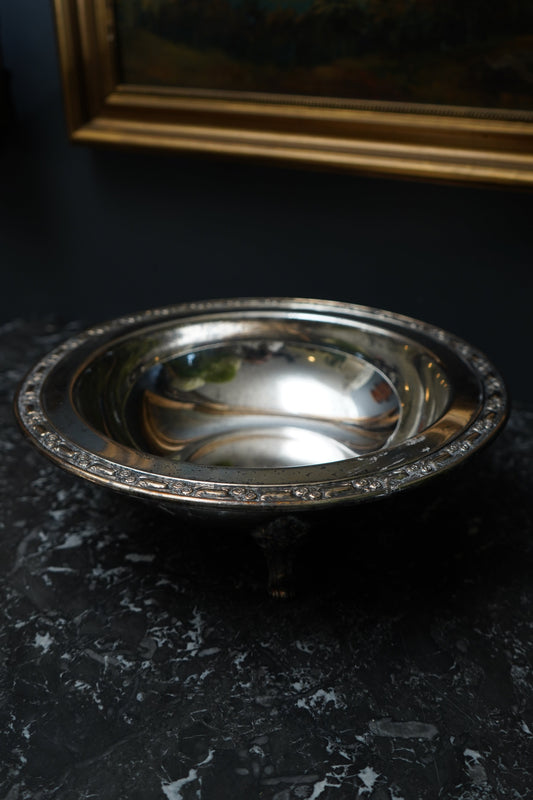 Antique Silver Plated Footed Serving Bowl