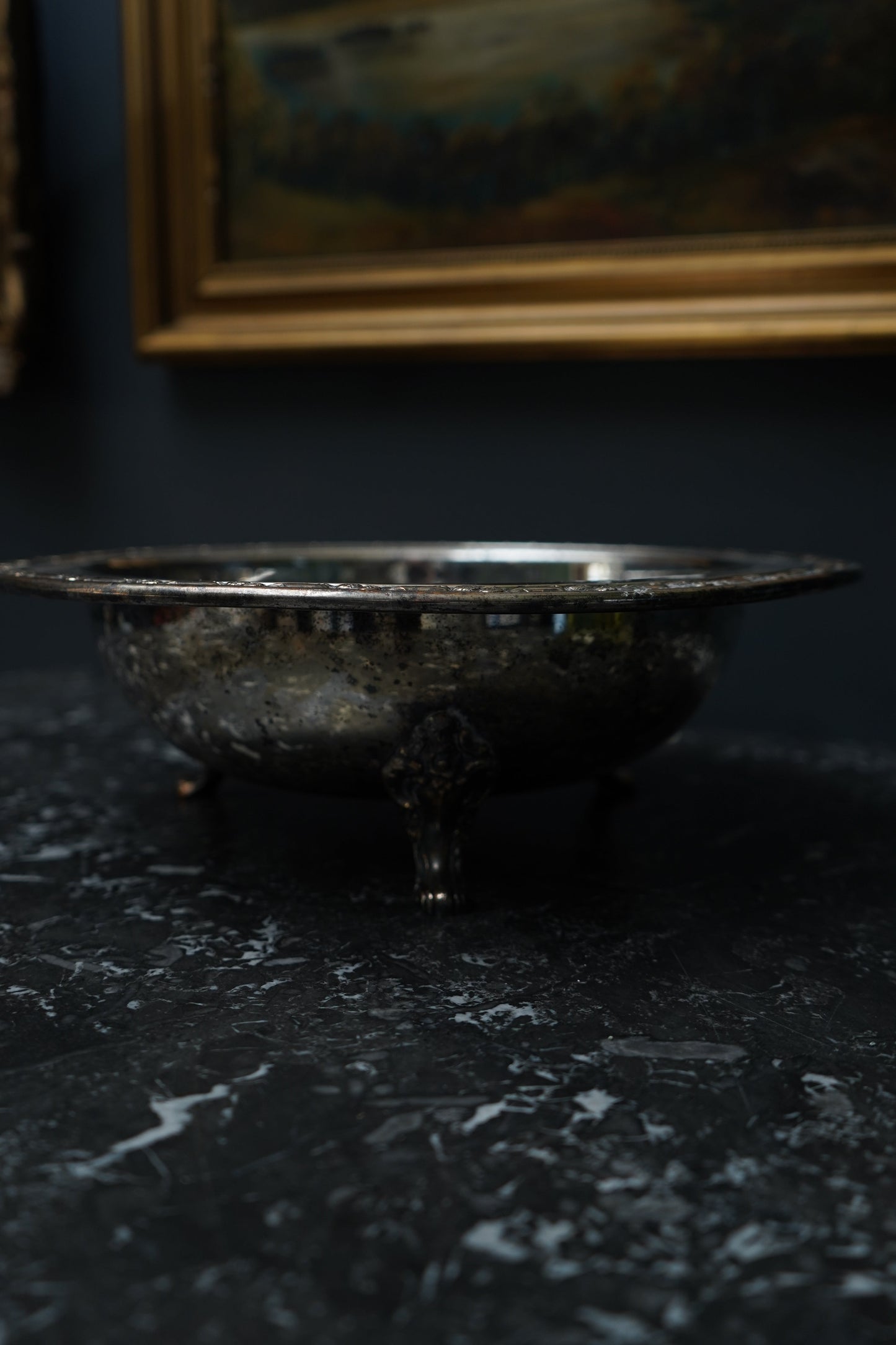 Antique Silver Plated Footed Serving Bowl