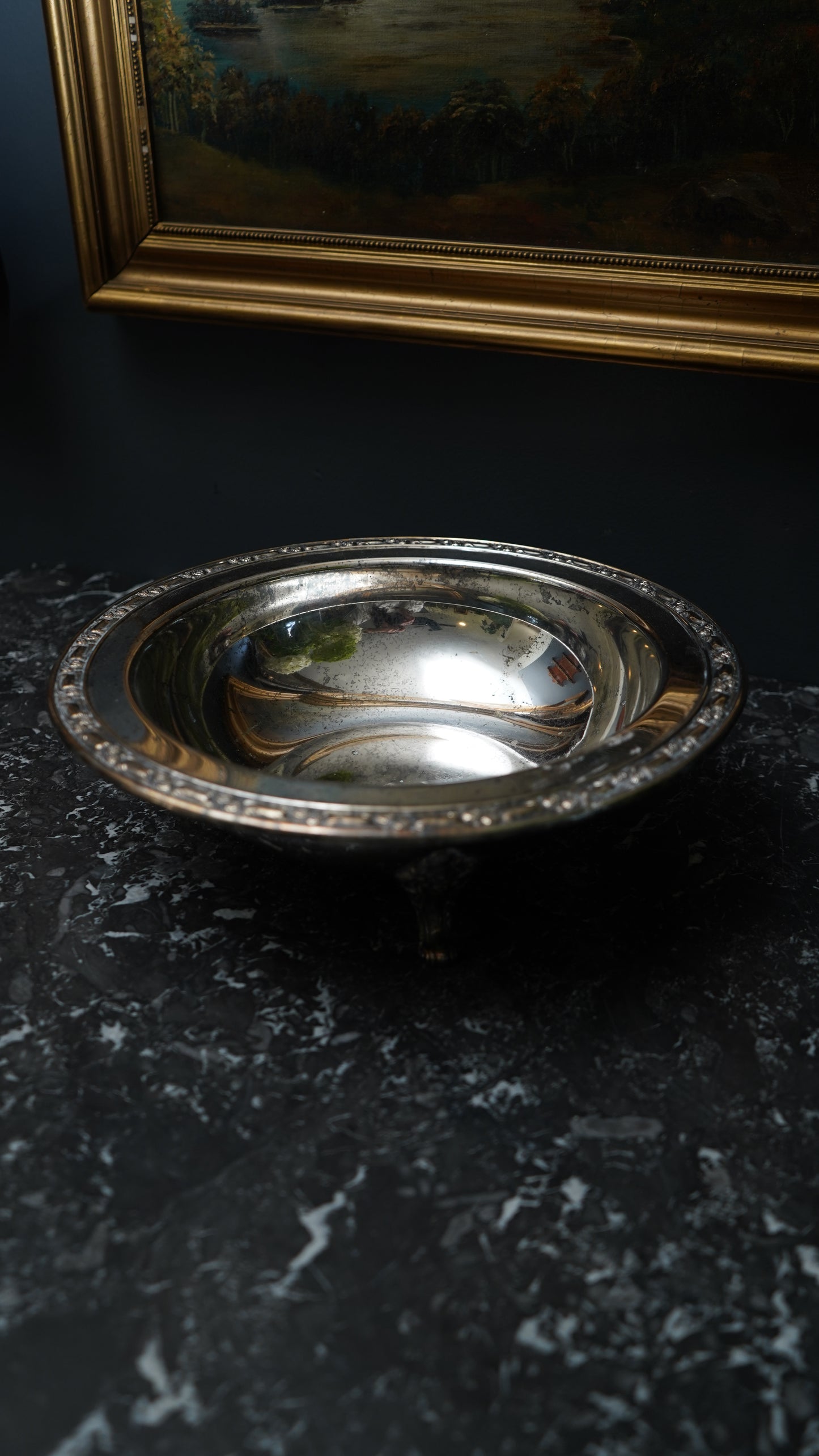 Antique Silver Plated Footed Serving Bowl