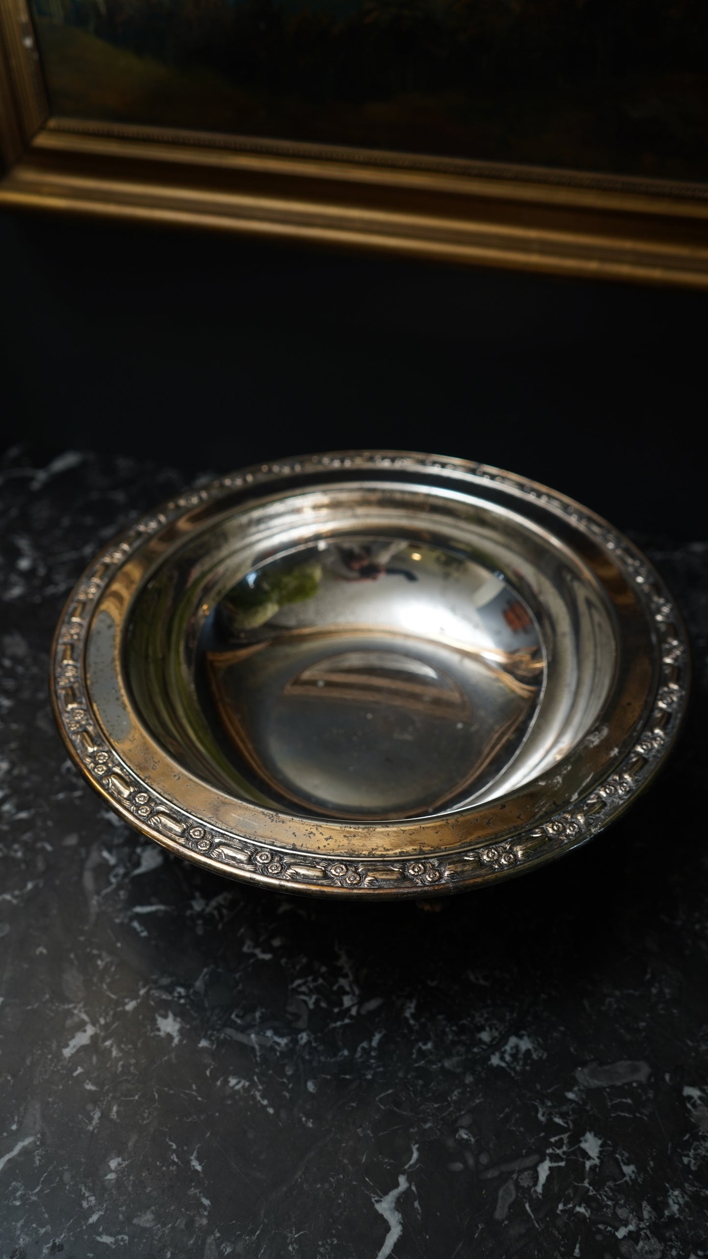 Antique Silver Plated Footed Serving Bowl