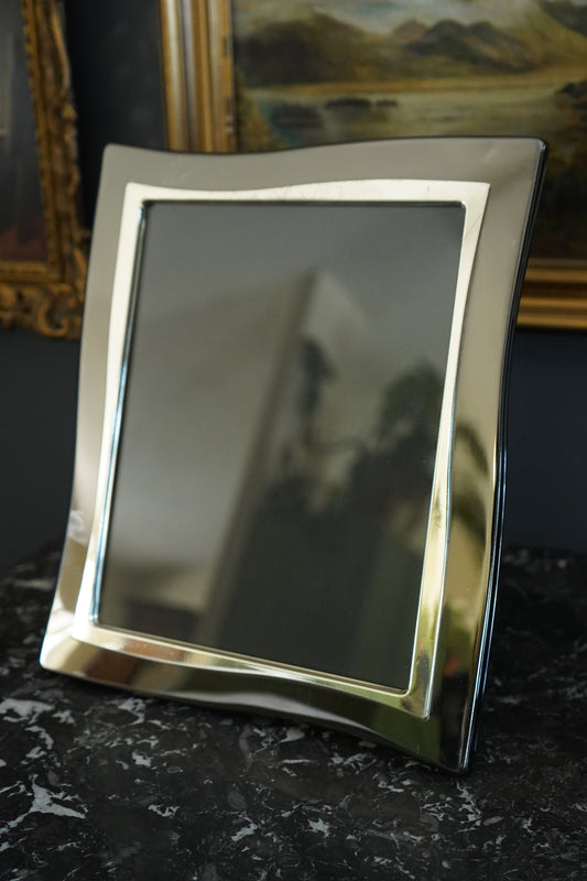 Late 20th Century Modernist Silver Plated Picture Frame with Curved Wave Design, Carr Silver-Plated Frame
