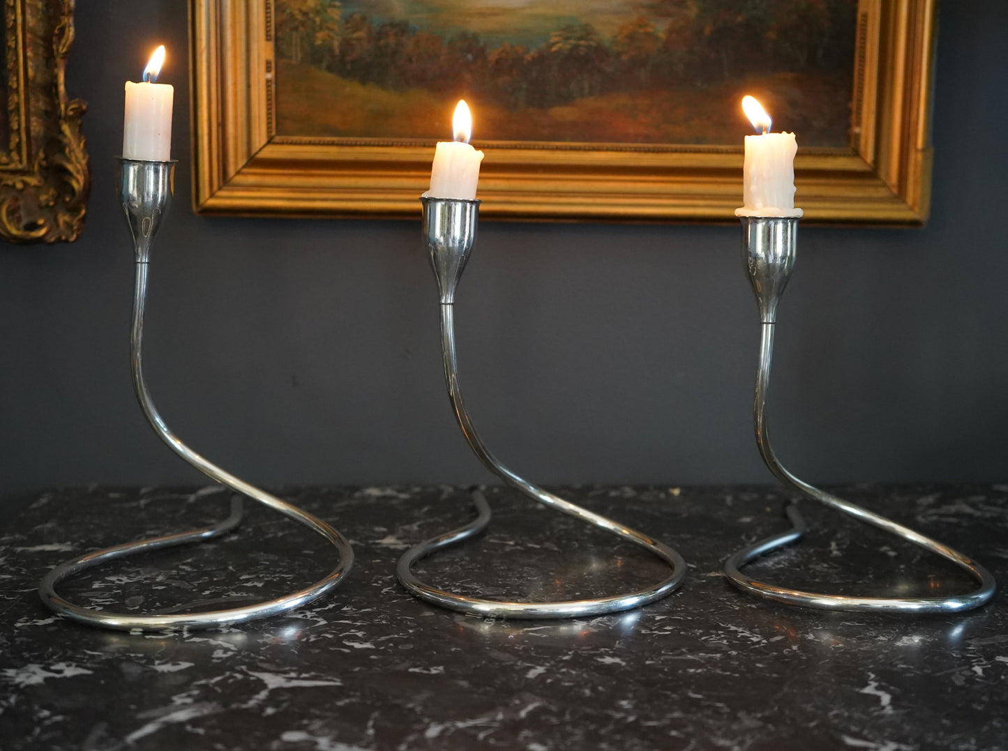 Towle Sterling Silver Modernist Candleholders – Mid-Century Sculptural Design (Set of 3)